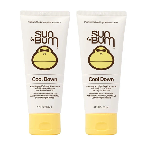 Sun Bum Cool Down Aloe Vera Lotion Vegan With Cocoa Butter To Soothe and Hydrate Sunburn 3 Ounce 2 Pack