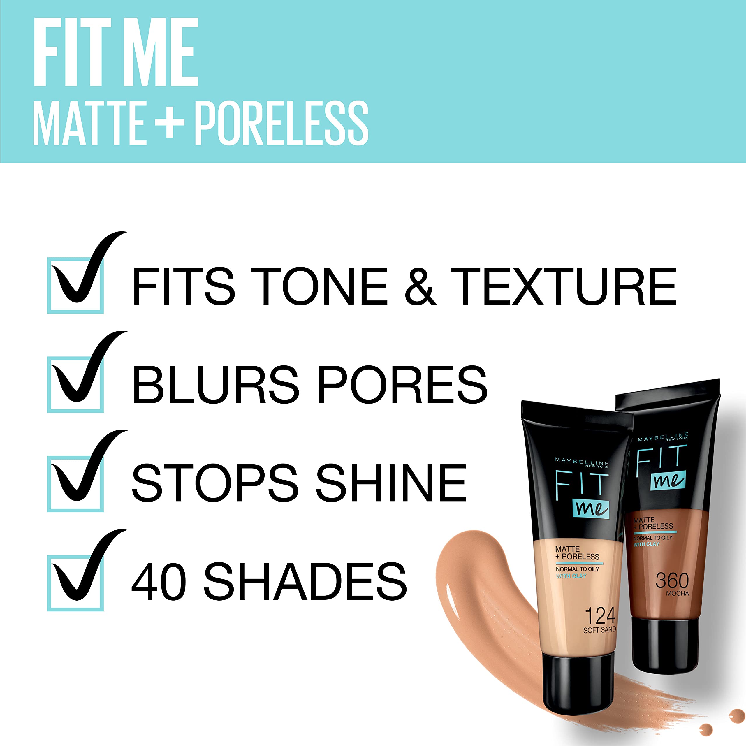 Maybelline New York Fit Me Foundation, Matte & Poreless, Full Coverage Blendable Normal To Oily Skin, 364 Deep Bronze 30Ml