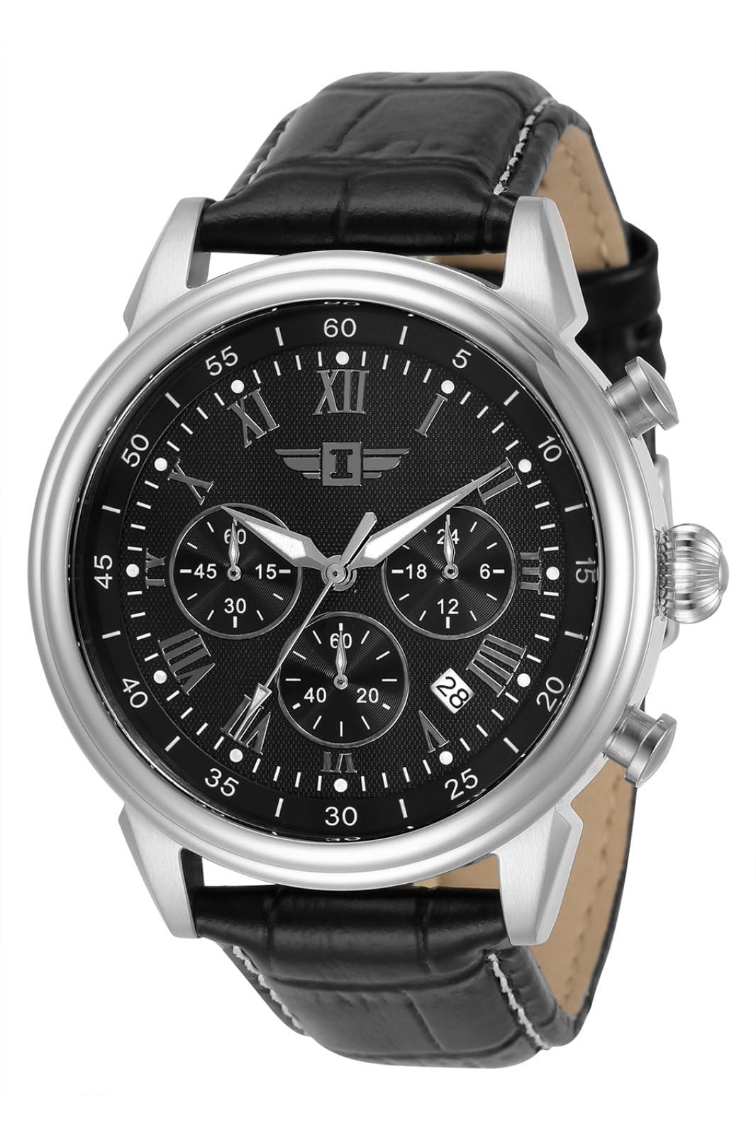 I by Invicta Men's 90242 Chronograph Black Dial Black Leather Dress Watch - Black