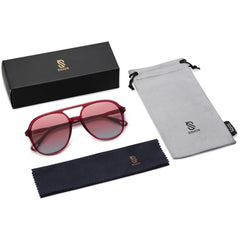 SOJOS Retro Vintage Polarized Sunglasses Double Bridge Brow Bar Square Aviators SJ2174