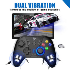 EasySMX Wireless Gaming Controller for Windows PC/Steam Deck/PS3/Android TV BOX, Dual Vibrate Plug and Play Gamepad Joystick with 4 Customized Keys, Battery Up to 14 Hours, Work for Nintendo Switch