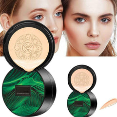 Air Cushion CC Cream Mushroom Head Foundation, CC Cream Foundation, Mushroom Head Air Cushion CC Cream, Bright Makeup Base Long Lasting with Mushroom Makeup Sponge (Ivory)