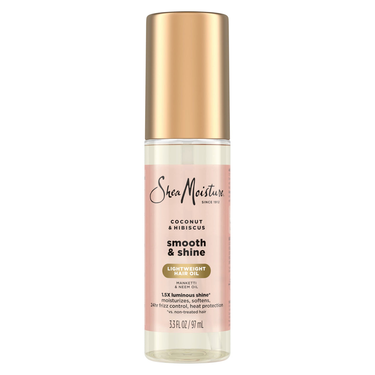 Shea Moisture Smooth & Shine Oil Coconut & Hibiscus for Lightweight, Luminous Shine, 3.3 oz