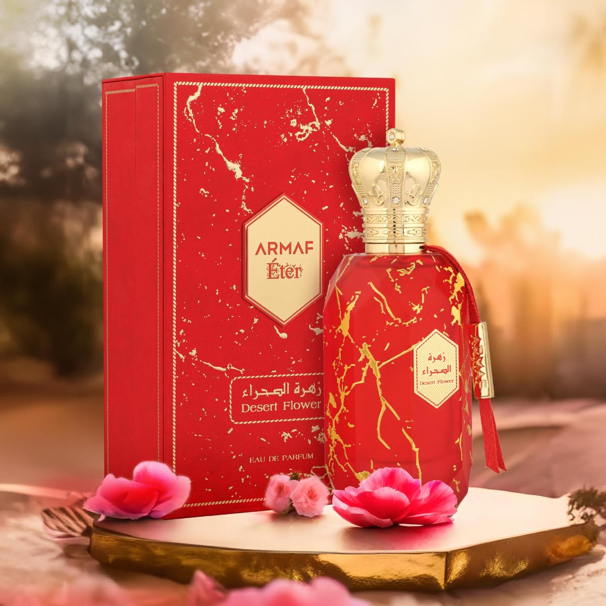 Armaf Eter Desert Flower Red Eau De Parfum, Perfumes For Men and Women 100ml, Amber Woody Fragrance, Long Lasting, Unisex Perfume