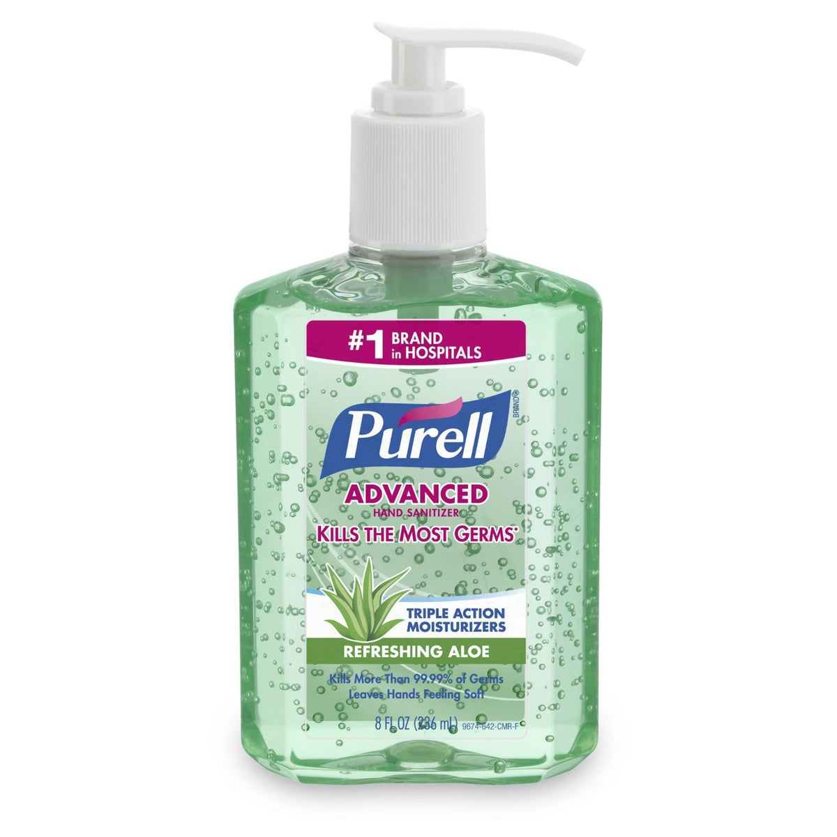 Purell Advanced Aloe Hand Sanitizer Pump – 70% Ethyl Alcohol Gel (8 oz / 236 ml)