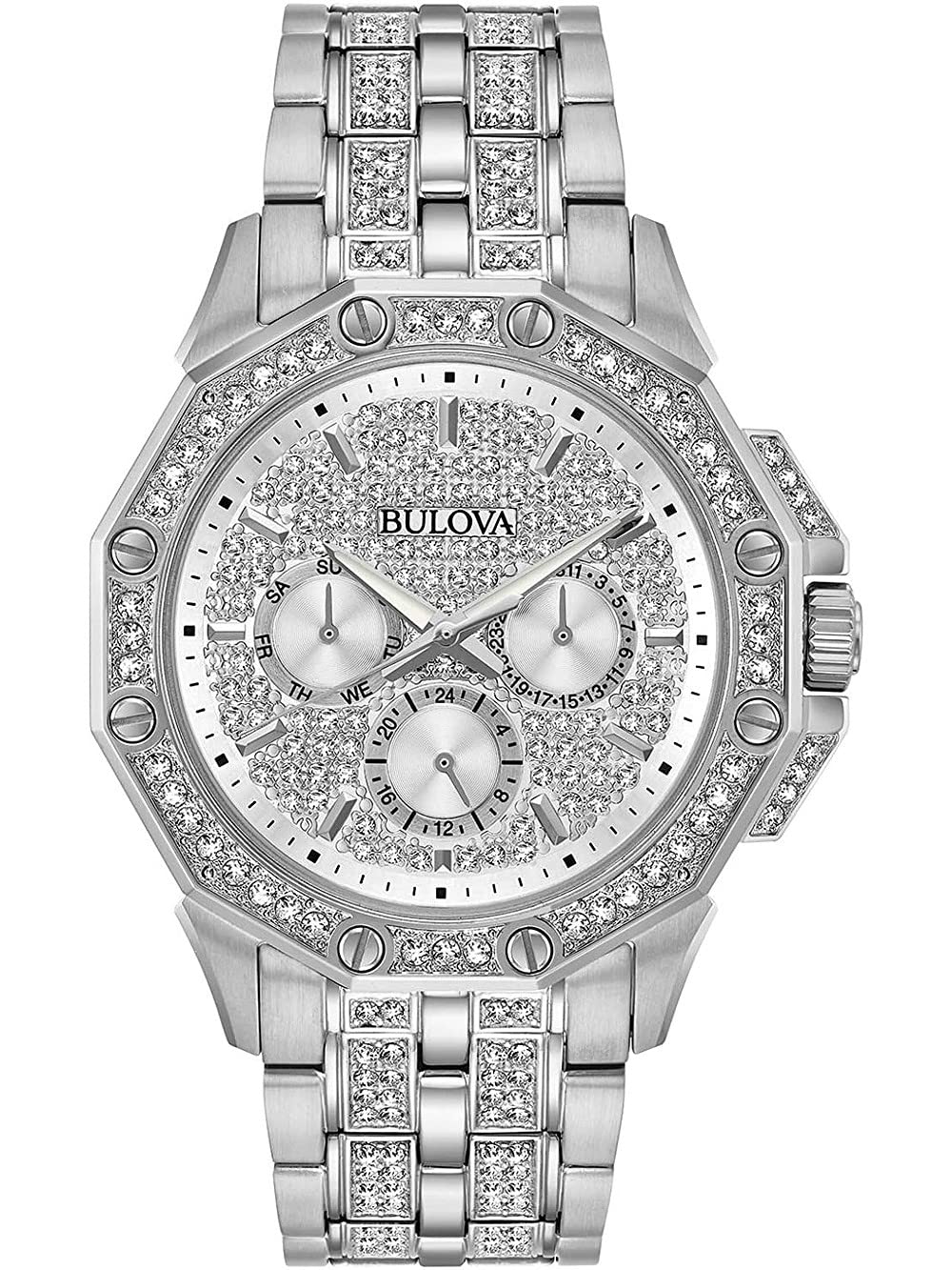 Bulova Men's Crystal Octava Chronograph Quartz Watch, Pave Crystal Dial - Crystal Octava