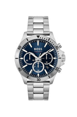 BOSS Chronograph Quartz Watch for men Collection Troper with Leather or Stainless Steel strap - Blue