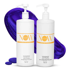 NOW BEAUTY Nourishing No Yellow Violet Shampoo And Conditioner - Neutralize Brass, Enhance Shine, Hydrate Hair - 32 Oz Shampoo And 32 Oz Conditioner - 2 Pc