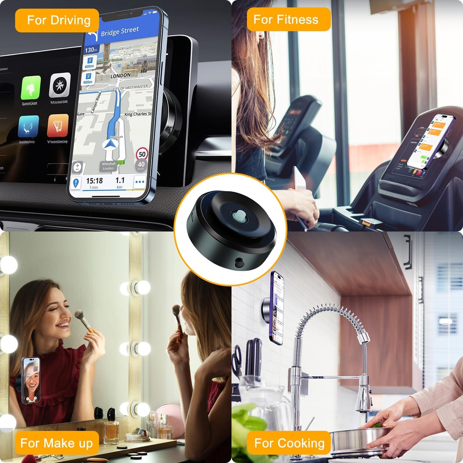 Gokcan B Suction Magnetic Phone Holder for Car - Vacuum Suction Phone Mount for Car. Magnetic Suction Car Phone Holder. Phone Car Mount for iPhone. Cup Phone Holder. Magnetic Car Mobile Phone Holder