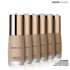 Faces Canada HD Runway Ready Foundation - High Coverage, Oil-Free, Vegan & Cruelty-Free, Almond Beige 06 (Beige), 1.01 Fl Oz