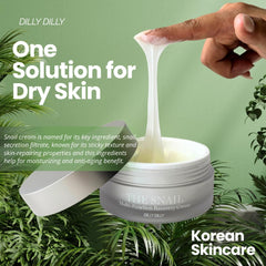 DillyDilly | Korean Skincare All in One The Snail Multi-function Recovery Cream | Face Moisturizer with Snail Mucin Extract, Anti-wrinkles, Acne Scars and Dark Spots Treatment, Made in Korea,100g