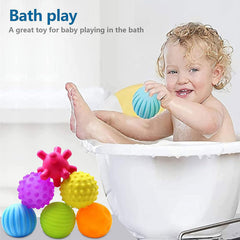 Paporich Baby Textured Multi Ball Set, Sensory Balls for Kids Toddlers 1-3, Extured Hand Catching Balls, 18 Months Baby Learning Grasping Soft Sensory Toys for Kids Gift (Set of 6)