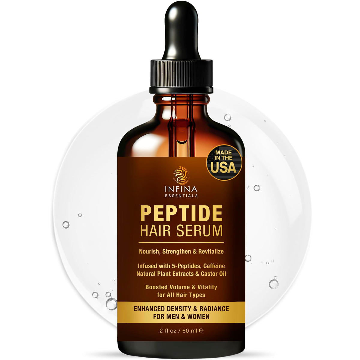 Peptide Hair Serum for Hair Growth Men & Women - Copper Peptides for Hair Growth - Caffeine Hair Growth Serum for Hair Thinning & Loss - Multi Peptide Serum for Hair Density 2 fl oz