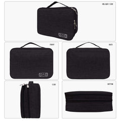 Ogetok Electronic Organizer Bag Travel Cable Accessories Double Layer Large Waterproof Storage Case for Adapter, Chargers, Power Bank, Mouse,iPad, Phone, Kindle, SD Card, Wires, Cords, Drive, Black