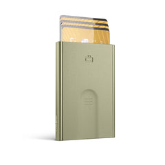OGON Aluminum automatic card holder Slider - RFID Blocking – The original minimalist slim wallet for men and women - Up to 6 cards - Matt Paint Cactus Green