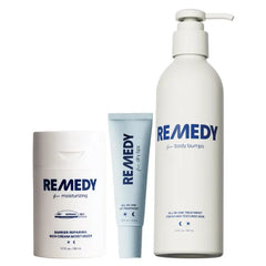 Remedy Complete Skincare Trio: Remedy for Moisturizing | Ceramides, Peptides, Squalane + Remedy for Body Bumps | Urea, Lactic Acid + Remedy for Dry Lips | Ceramides & Dimethicone