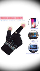 Sweet seven Winter Essential: 2 Pairs Women's Touch Screen Gloves - Warm Knitted Thermal Gloves with Thicken Plush Lining for Smartphone, Outdoor Cycling, Running, and Sports