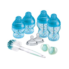 Tommee Tippee Advanced Anti-Colic Newborn Baby Bottle Starter Kit, Slow-Flow Breast-Like Teats and Unique Anti-Colic Venting System, Mixed Sizes, Blue