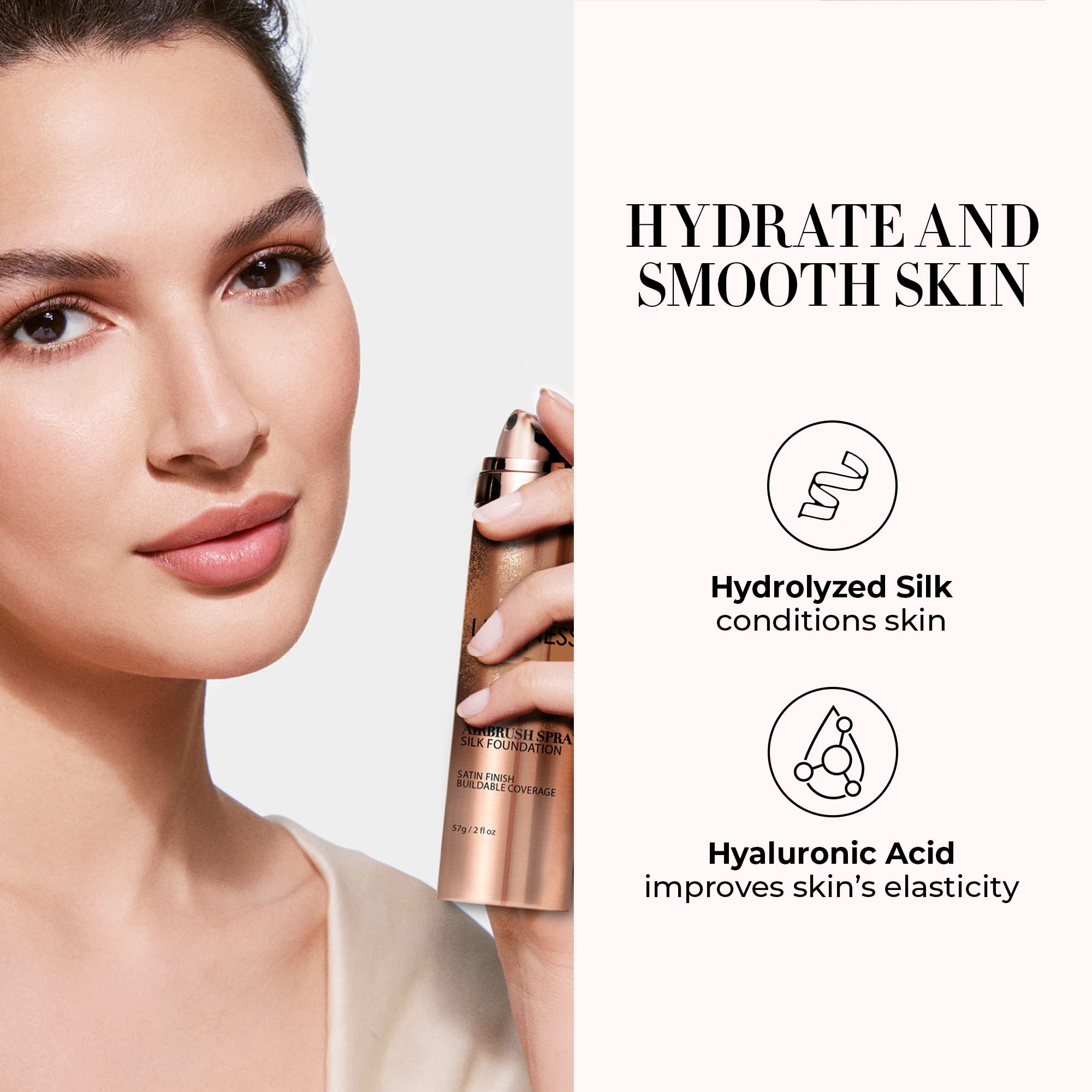 LUMINESS Silk Airbrush Spray Foundation - Full Coverage Foundation - Formula Hydrates & Moisturizes with Hyaluronic Acid, Aloe Vera & Hydrolyzed Silk (Shade - Deep Dark)