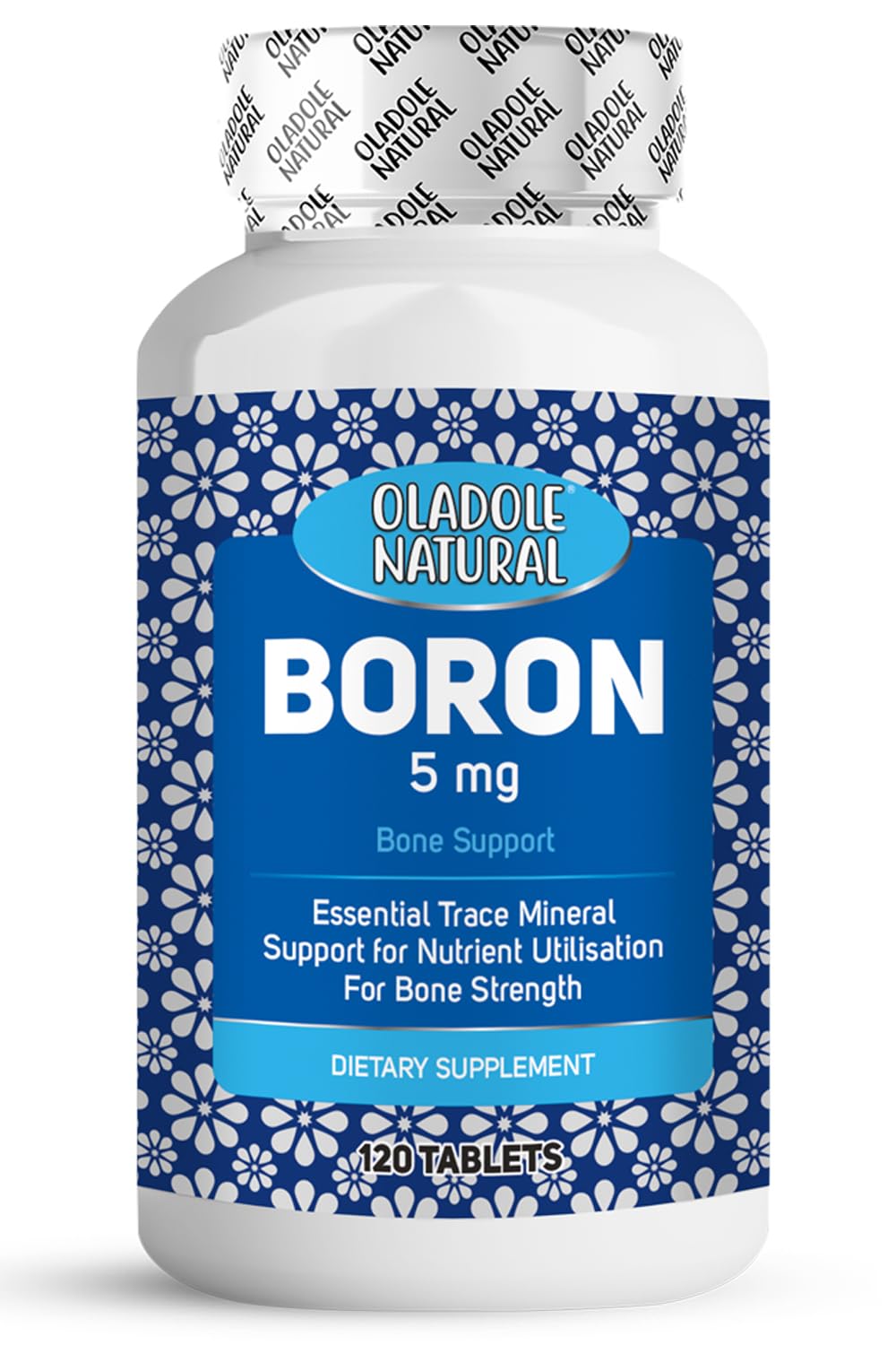 Oladole Natural Boron- 5mg (120 Tablets) | With Essential Trace Mineral For Bone Health, Joint Support, Metabolism Health, Hormone Balance, Immune Health & Muscle Performance | Non- GMO, Gluten Free