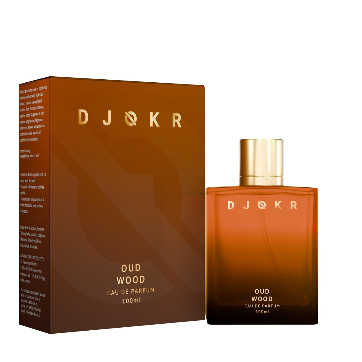 Djokr Oud Wood Perfume For Men 100 ml | Eau De Parfum | Premium Luxury Long Lasting Fragrance Spray