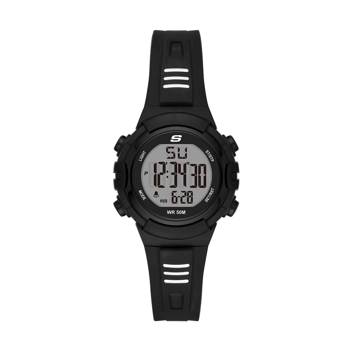 Skechers Women's Quartz Metal and Silicone Sports Digital Watch - Truro Black