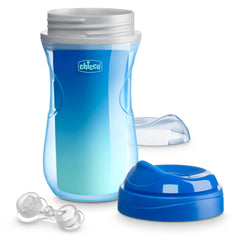 Chicco 9oz. Double-Wall Insulated Sippy Cup with Bite-Proof Rim Spout and Spill-Free Lid | Top-Rack Dishwasher Safe | Easy to Hold Ergonomic Indents | Blue/Teal Ombre, 2pk | 12+ Months