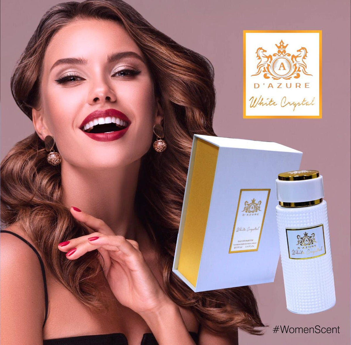 Fragrance Perfume Scent White Crystal Perfume by D'Azure Fragnace For Women 100ml is a Combination of Amber Fougere Lavender Orange Blossom and Jasmine with Base