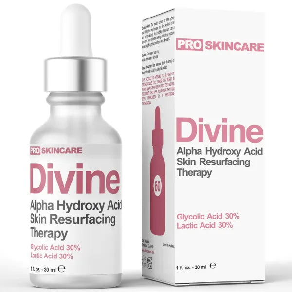 Divine Derriere Glycolic & Lactic Acid Peeling Solution - Professional AHA Face Peel for Acne Scars, Wrinkles, Collagen Boost & Skin Perfection, 1 fl oz