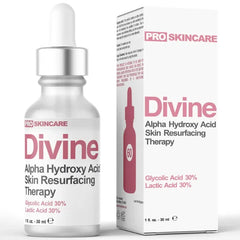Divine Derriere Glycolic & Lactic Acid Peeling Solution - Professional AHA Face Peel for Acne Scars, Wrinkles, Collagen Boost & Skin Perfection, 1 fl oz