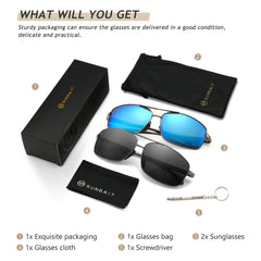 SUNGAIT Ultra Lightweight Rectangular Polarized Sunglasses UV400 Protection