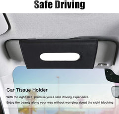 ECVV car tissue, holder sun visor napkin rack pu leather black tissue dispenser hanging case door back seat pocket interior accessories pouch towel refill box trash bag organizer gift