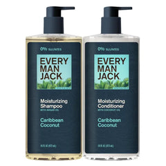 Every Man Jack Men's Shampoo and Conditioner Set - Caribbean Coconut, Made w/Plant Powered Moisturizing Ingredients like Coconut & Argan Oil - 16 fl oz (2 Pack)
