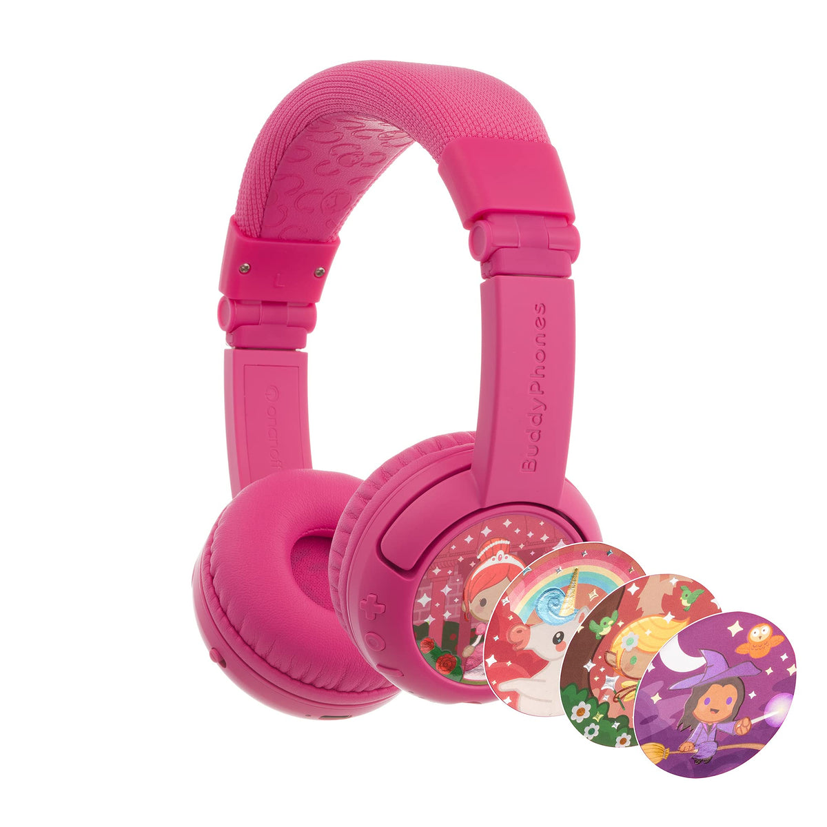 BuddyPhones ONANOFF Play+Wireless Bluetooth Volume Limiting Kids Headphones, 20 Hours Battery Life, 3 Settings, Rose Pink, BT-BP-PLAYP-PINK, Standard
