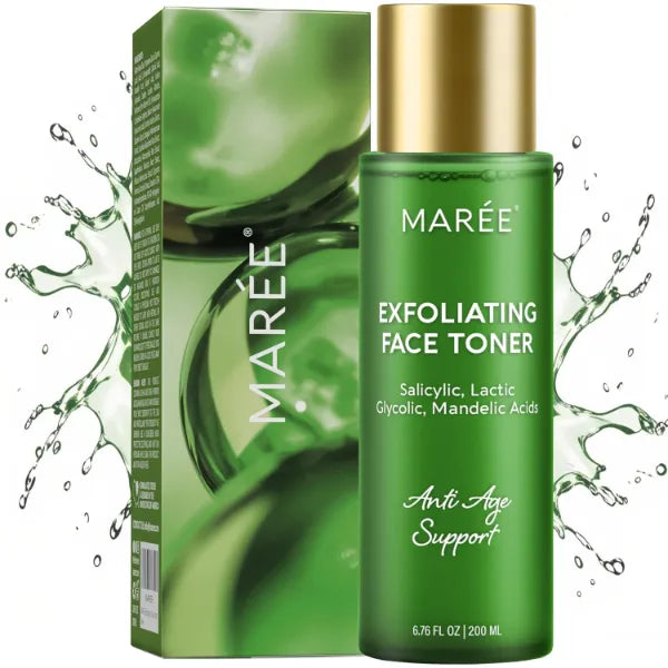 MAREE Exfoliating Toner with Salicylic Acid – AHA BHA Face Exfoliant & Pore Cleaner – BHA Liquid Exfoliant for Sebum & Dead Skin Care Remover