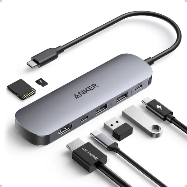 Anker Nano USB-C Hub 7-in-1 with 4K HDMI – (A83D20A1) | Multiport Adapter with High-Speed USB & HDMI Connectivity