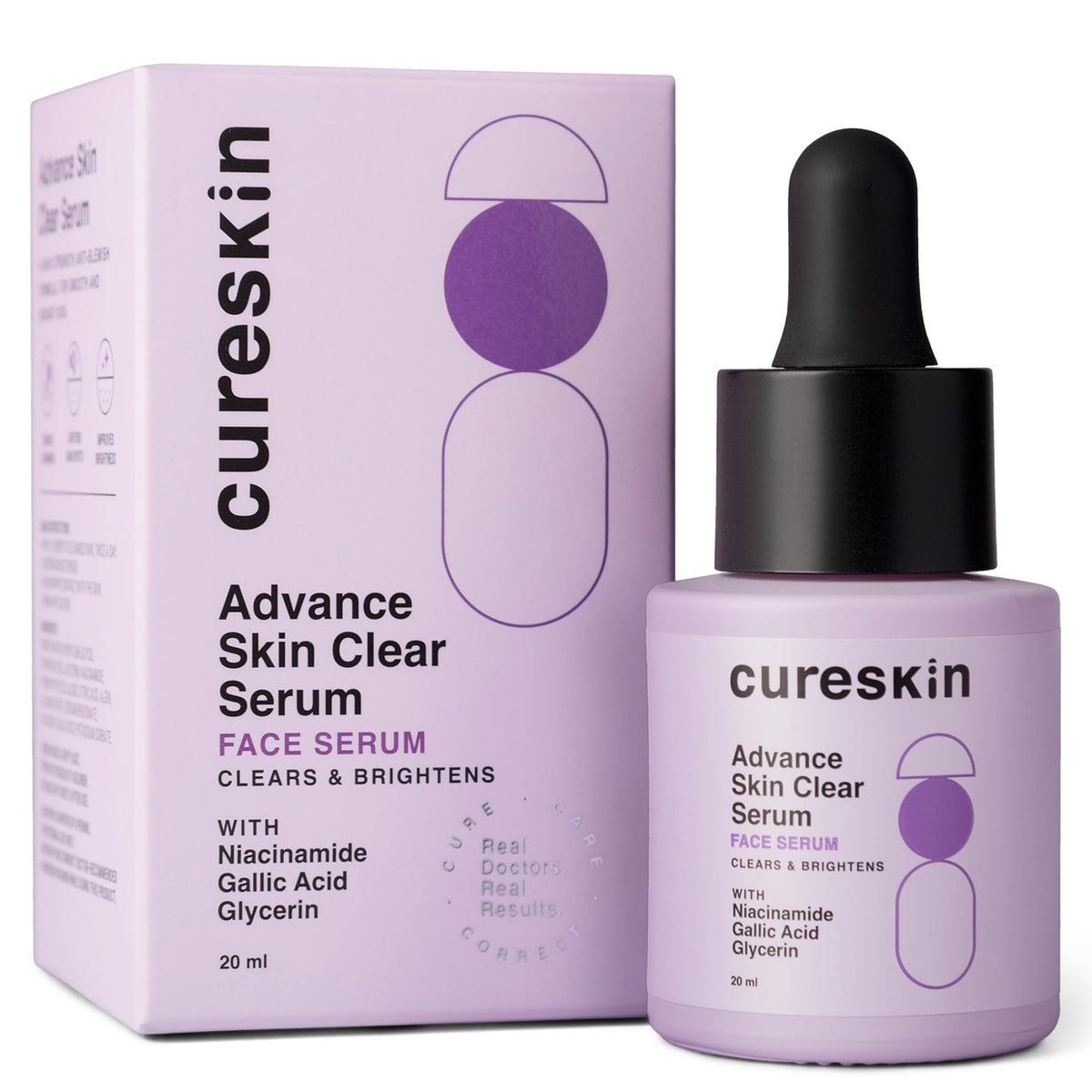 Cure Skin Advanced Skin Clear Niacinamide Serum | Even Skin Brightening Serum | Reduces the Appearance of Blemishes and Uneven Texture, 20ml (Pack of 1)