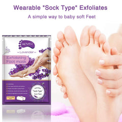 ALIVER Foot Peel Mask - 5 Pack, Exfoliating Feet Mask For Baby Soft Skin, Repair Dead Skin, Calluses, ed - Lavender