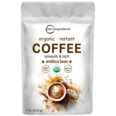 Micro Ingredient Organic Instant Coffee, 1lb Powder | Premium Arabica Coffee Beans Source | Medium to Dark Roast | Natural Fresh Flavor | Smooth & Rich | Non-GMO, Gluten Free