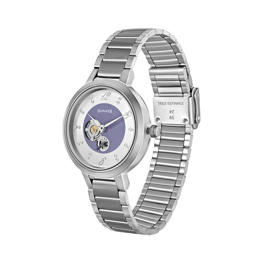 Sonata Silver White Dial Analog watch For Women-NR8141SM14