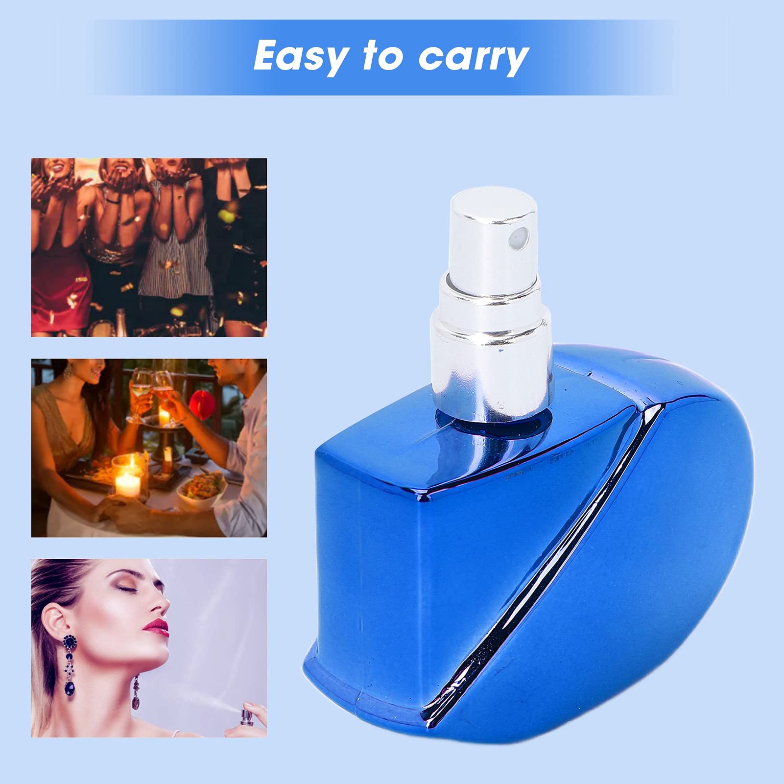 Atomizer Perfume Bottle, Refillable Perfume Spray Bottle Spraying Uniform Fine Mist Glass 25ml for Travel for Essential Oil(B306R blue)