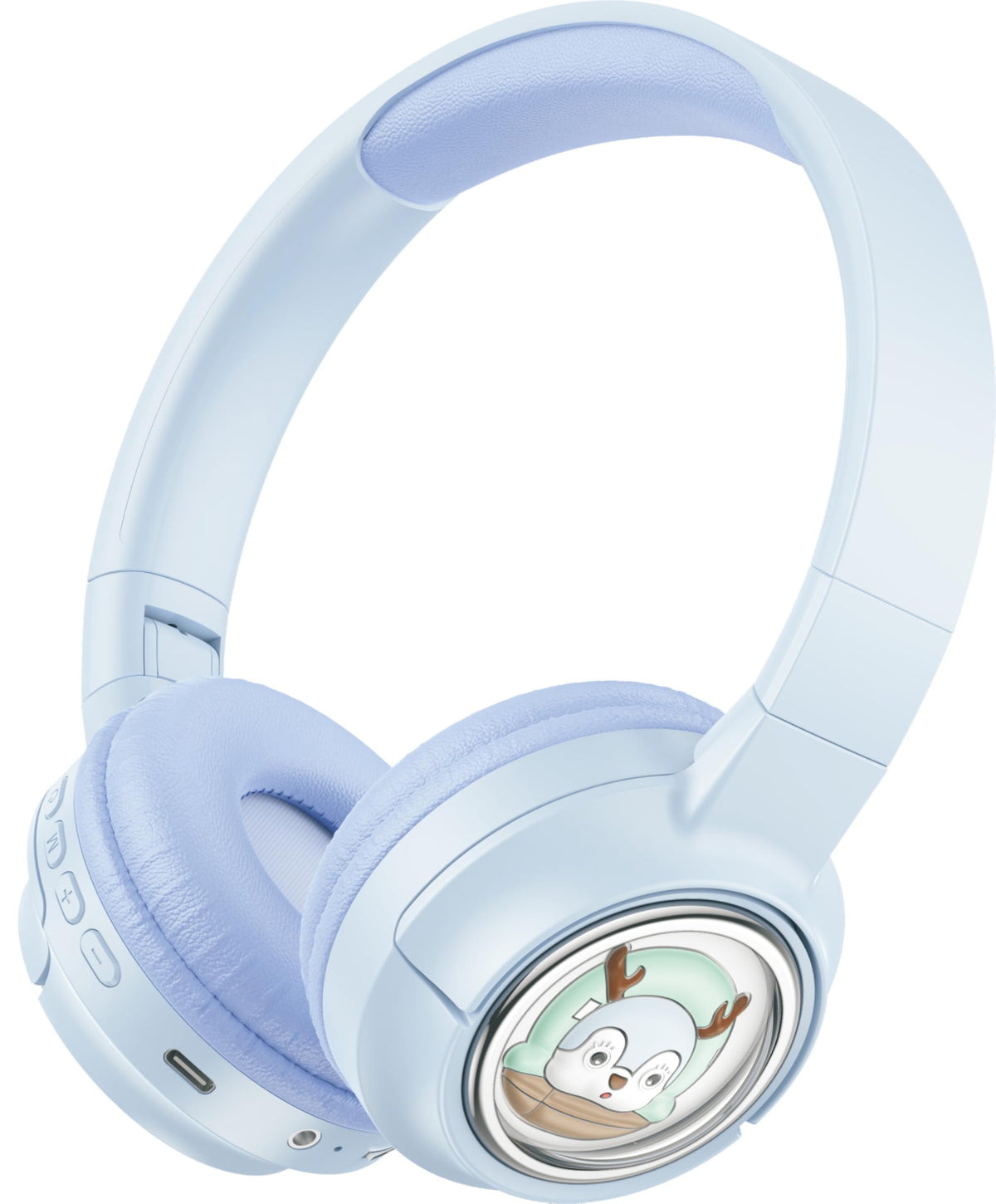 Porodo Soundtec Moose Wireless Kids Headphone, Child-Friendly Controls, 85dB Safe Sound, 400mAh Battery,20H Playtime, Type-C Charging Port, V5.3 Bluetooth,10m Transmission Distance (Blue)