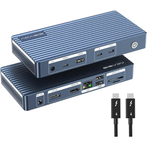 ACASIS Thunderbolt 4 Dock Certified – 8K@60Hz HDMI, 10Gbps USB-C/A, 1GbE Ethernet, SD/TF 4.0, 3.5mm Audio, Dual Monitor MacBook Dock for M1/M2/M3 Pro/Max