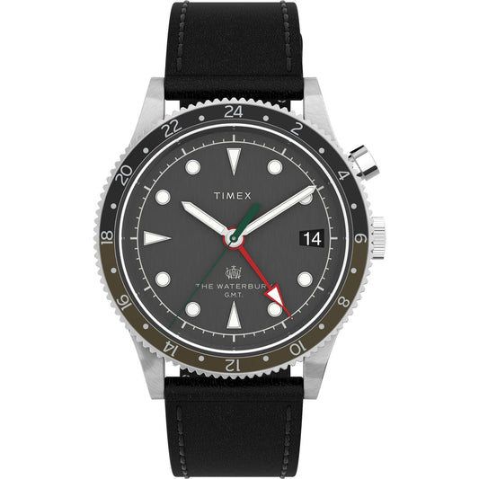 Timex 39 mm Waterbury Traditional GMT - Black/Silver-Tone
