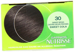 Garnier Nutrisse Permanent Haircolor, 30 Darkest Brown Sweet Cola