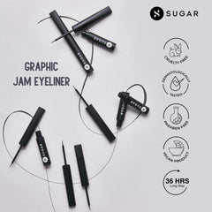 Sugar Cosmetics - Graphic Gum 36H Eyeliner - 01 Deep Black (Matte Finish Eyeliner) - Intense, Waterproof Eyeliner - Lasts up to 36 Hours