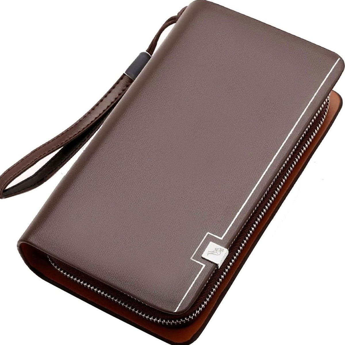 Azonee Genuine Leather Wallet for Men Checkbook Credit Cards Vintage Long Bifold Wallet Clutch Purses for Men