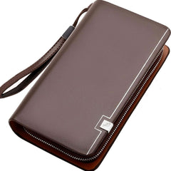 Azonee Genuine Leather Wallet for Men Checkbook Credit Cards Vintage Long Bifold Wallet Clutch Purses for Men