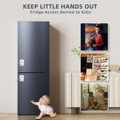 RORMGO Refrigerator Lock 2 Packs, Fridge Lock with Silicone Wire Protection Fridge Locks for Kids Easy to Use and Install Fridge Locks with Key Surface-Friendly Freezer Lock, White