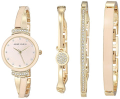 Anne Klein Women's Premium Crystal Accented Bangle Watch Set